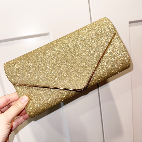 Amazon Handbags - Sparkly Gold Wedding Guest Clutch Purse